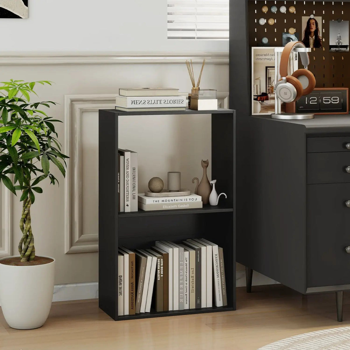 3-Tier Bookshelf with Open Storage Compartments, photo 10 of 16
