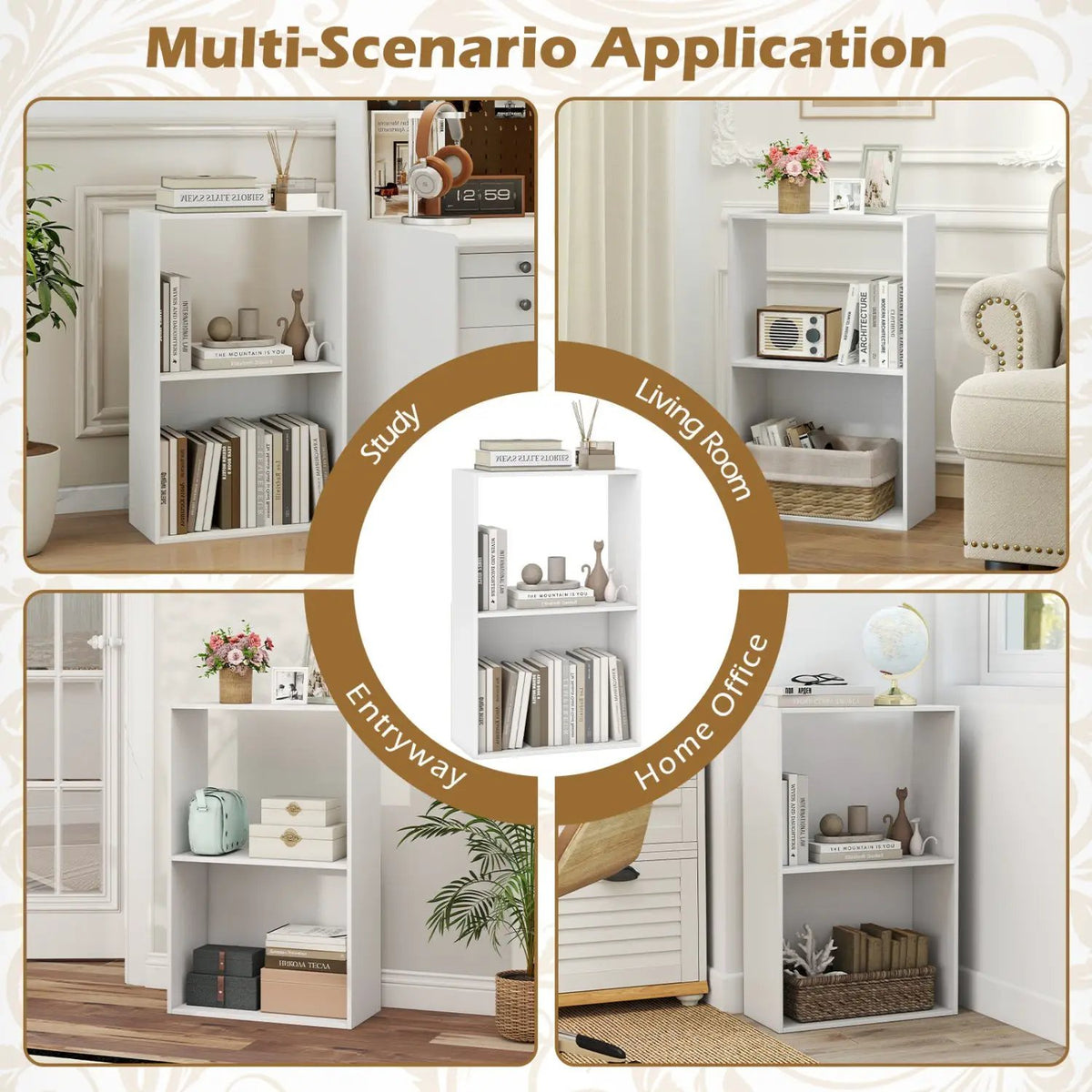 3-Tier Bookshelf with Open Storage Compartments, photo 8 of 16