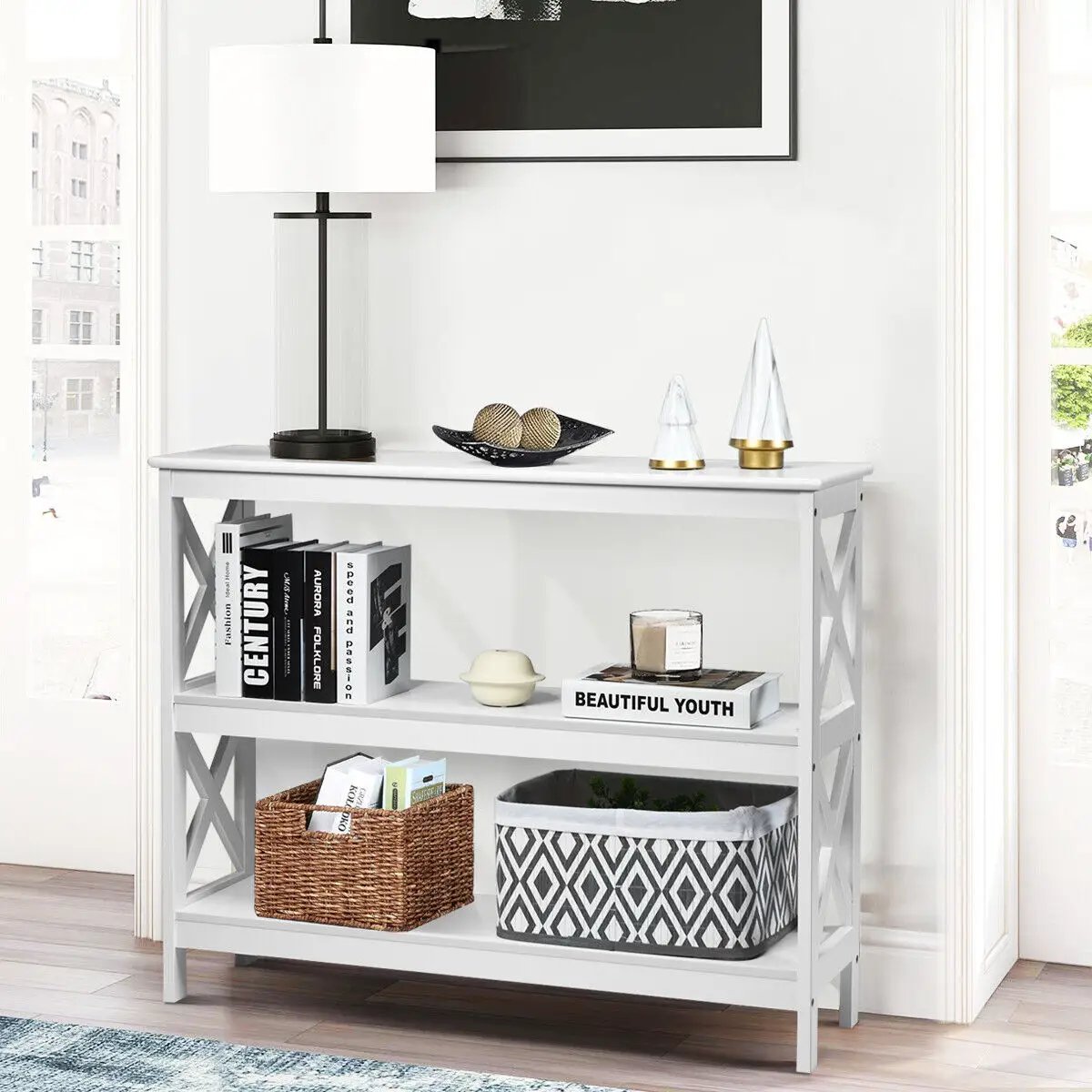 3-Tier Console X-Design Sofa Side Accent Table, photo 5 of 24