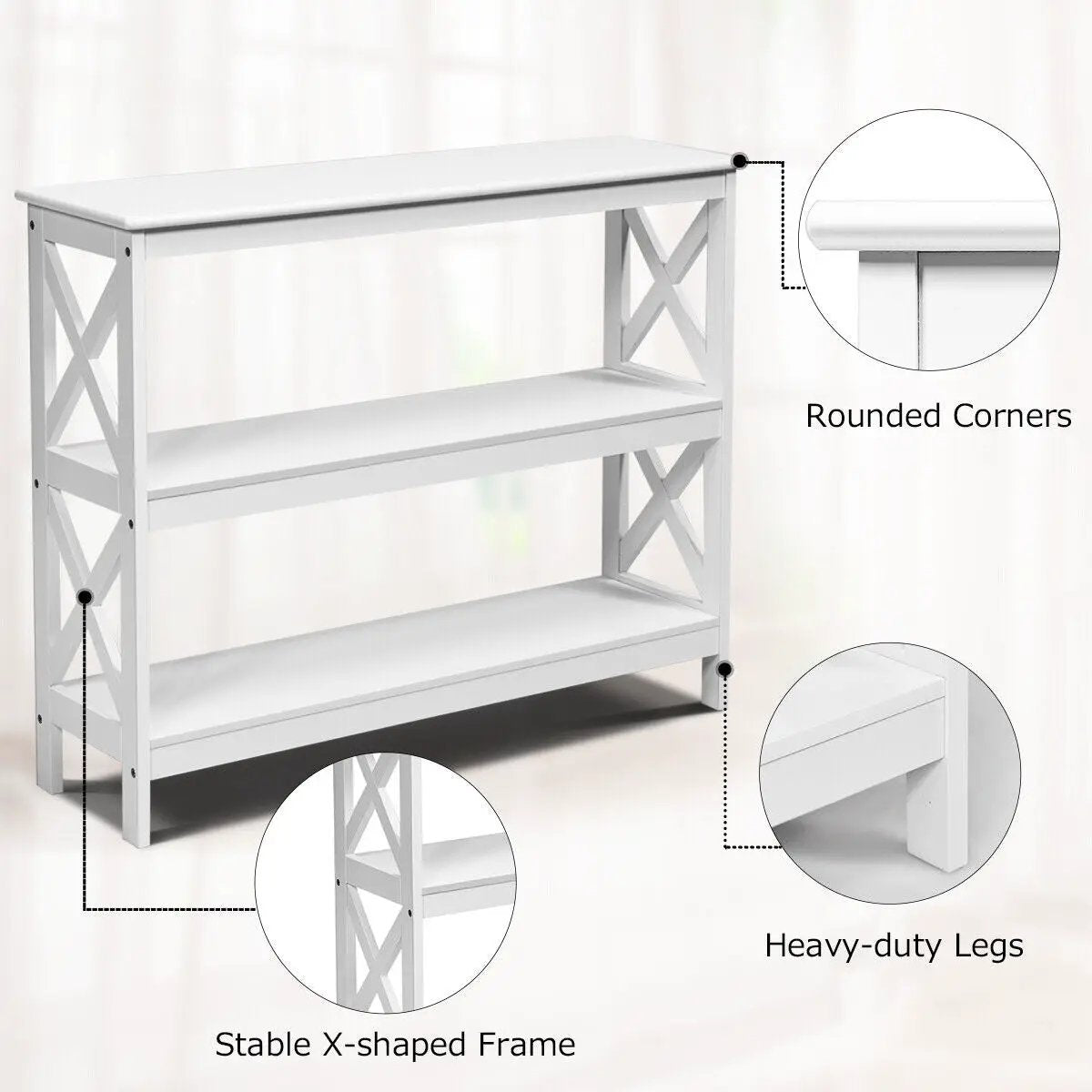 3-Tier Console X-Design Sofa Side Accent Table, photo 21 of 24
