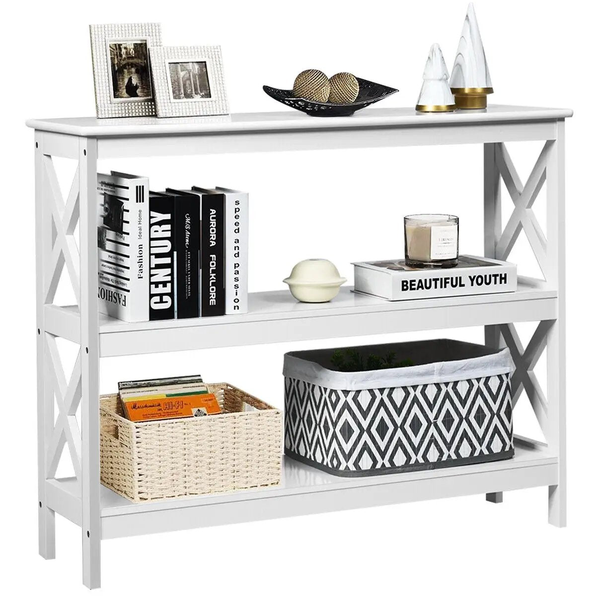 3-Tier Console X-Design Sofa Side Accent Table, photo 24 of 24