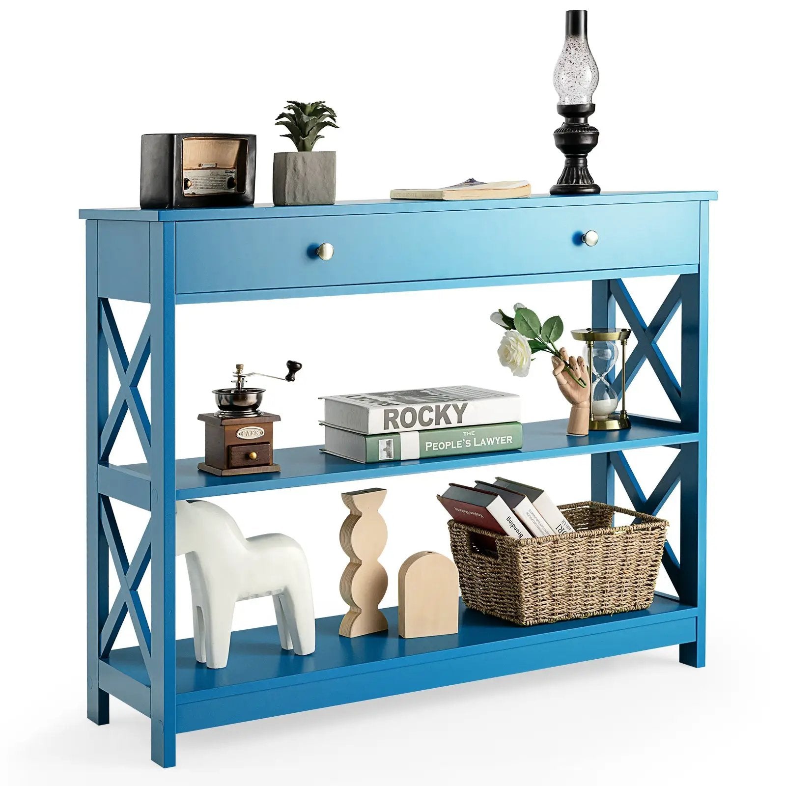 Console Table 3-Tier with Drawer and Storage Shelves by DirectDeals
