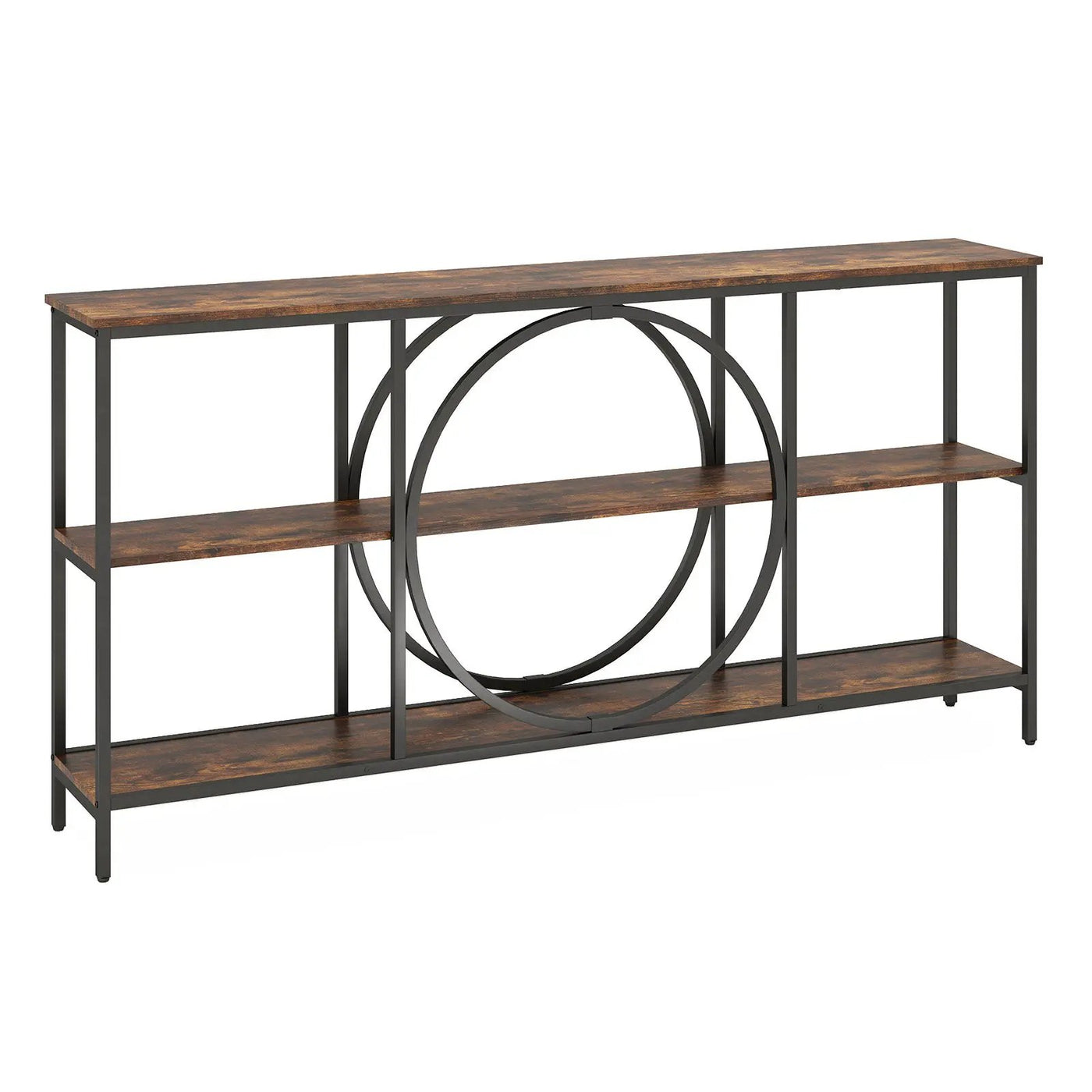 3-Tier Console Table with Faux Marble Top and Storage Shelves for Hallway Living Room by DirectDeals