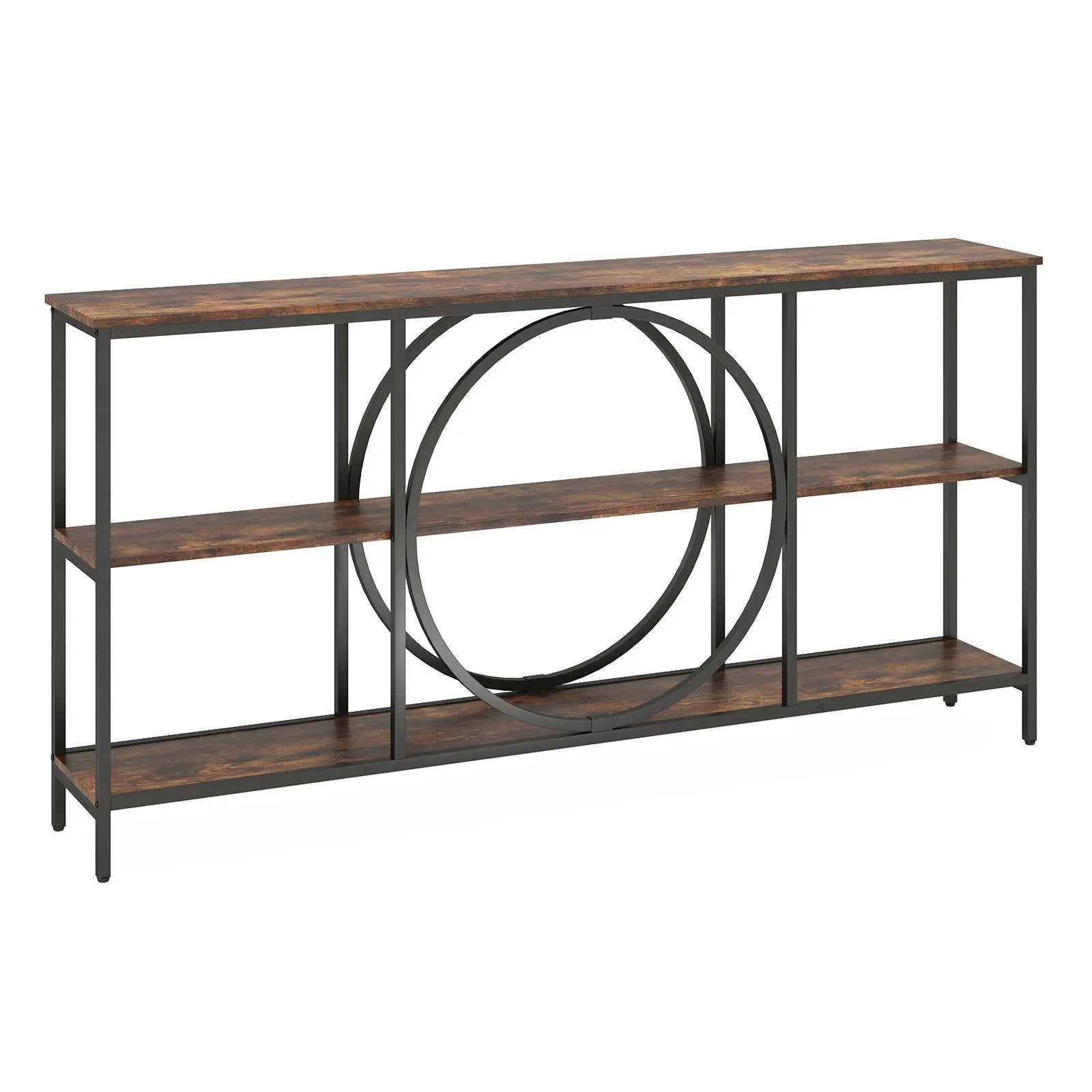 3-Tier Console Table with Faux Marble Top and Storage Shelves for Hallway Living Room by DirectDeals