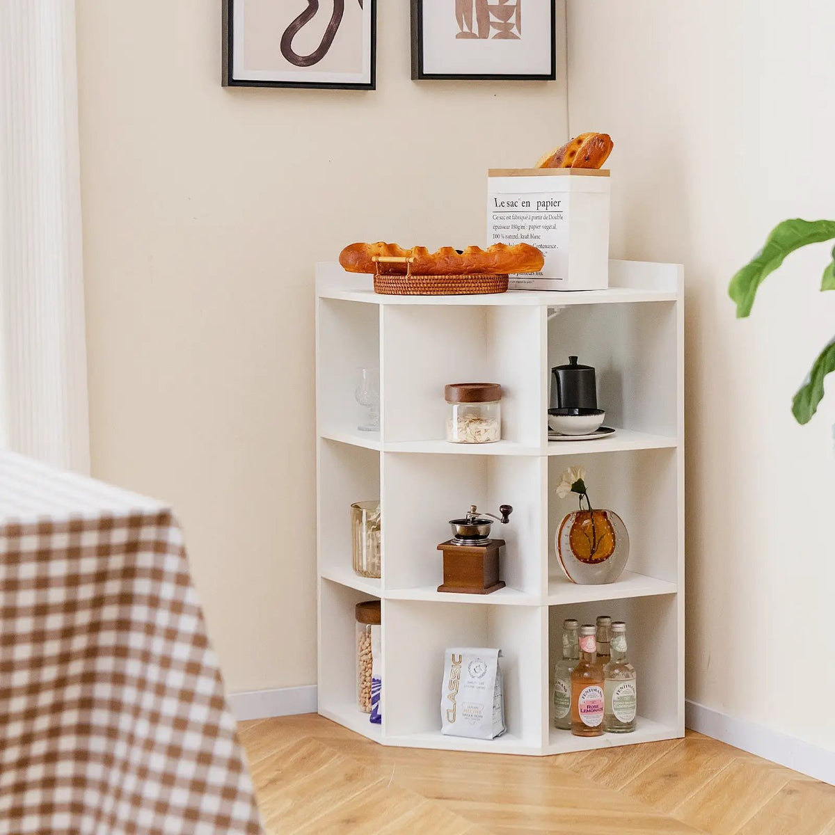 3-Tier Corner Cabinet with Charging Station for Bedroom, photo 6 of 10