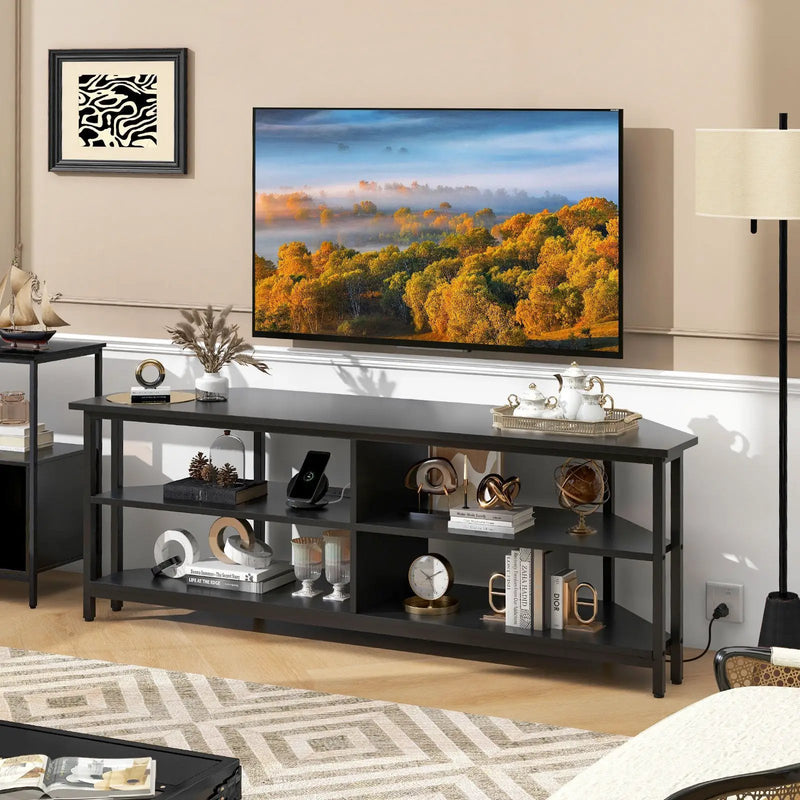 3-Tier Corner TV Stand for TVs up to 65 Inches with Charging Station by DirectDeals
