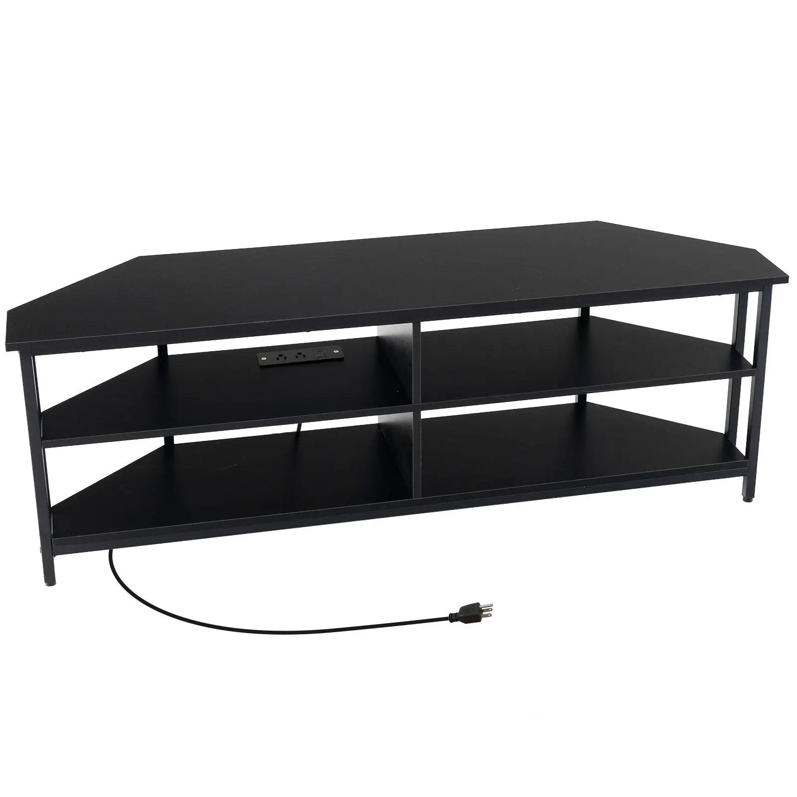 3-Tier Corner TV Stand for TVs up to 65 Inches with Charging Station by DirectDeals