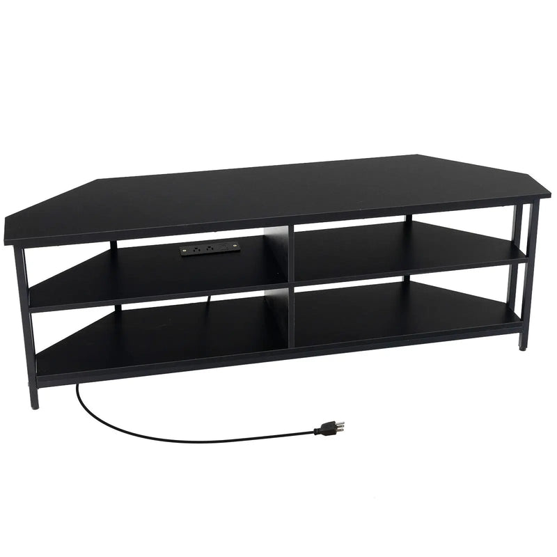3-Tier Corner TV Stand for TVs up to 65 Inches with Charging Station by DirectDeals