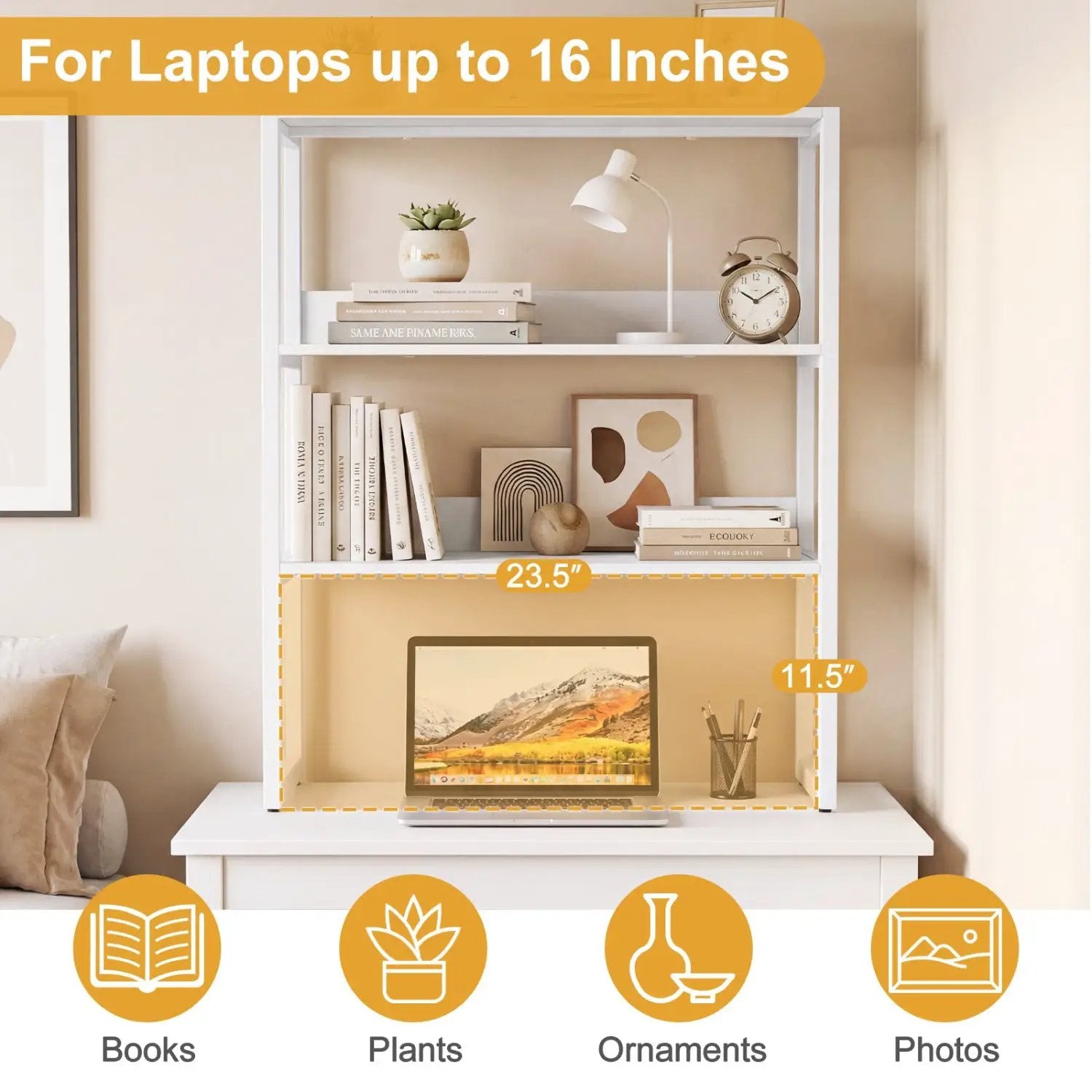 3-Tier Countertop Storage Hutch with Open Shelves by DirectDeals