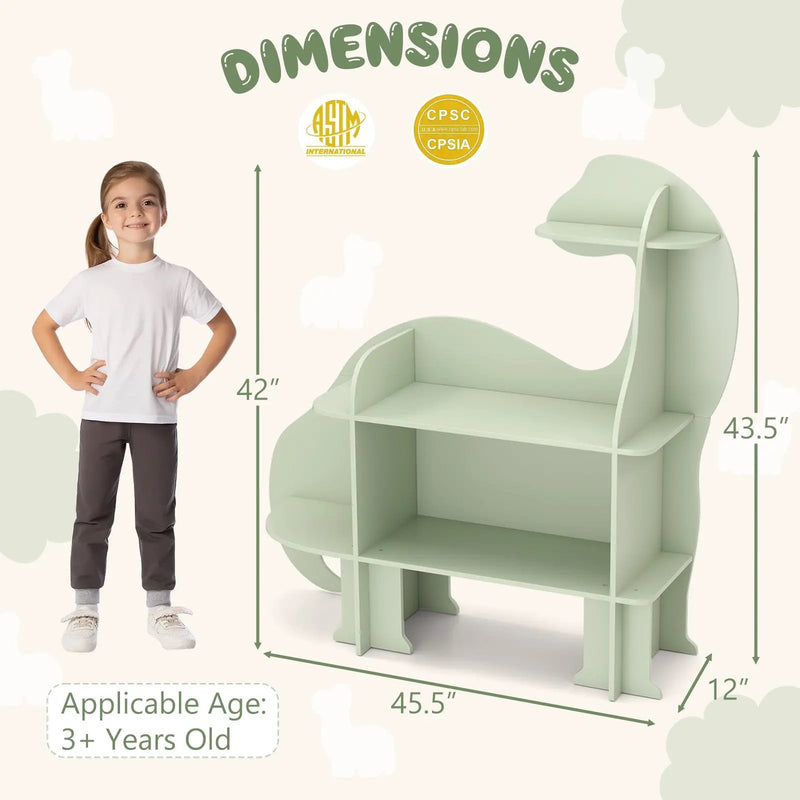 3-Tier Dinosaur Kids Bookshelf for Children-Green by DirectDeals