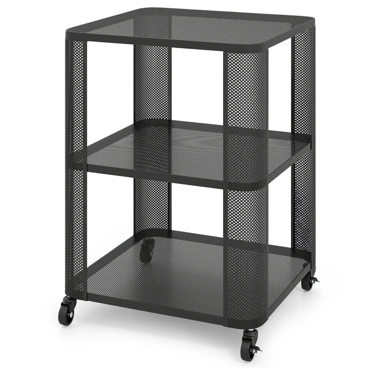 3-Tier End Table with Wheels Rolling Side Table with Open Storage Shelves, photo 2 of 16