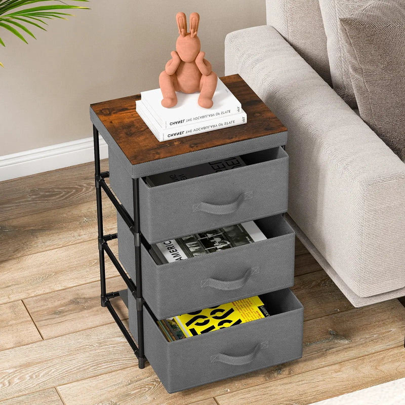 3-Tier Fabric Nightstand with Sturdy Metal Frame by DirectDeals
