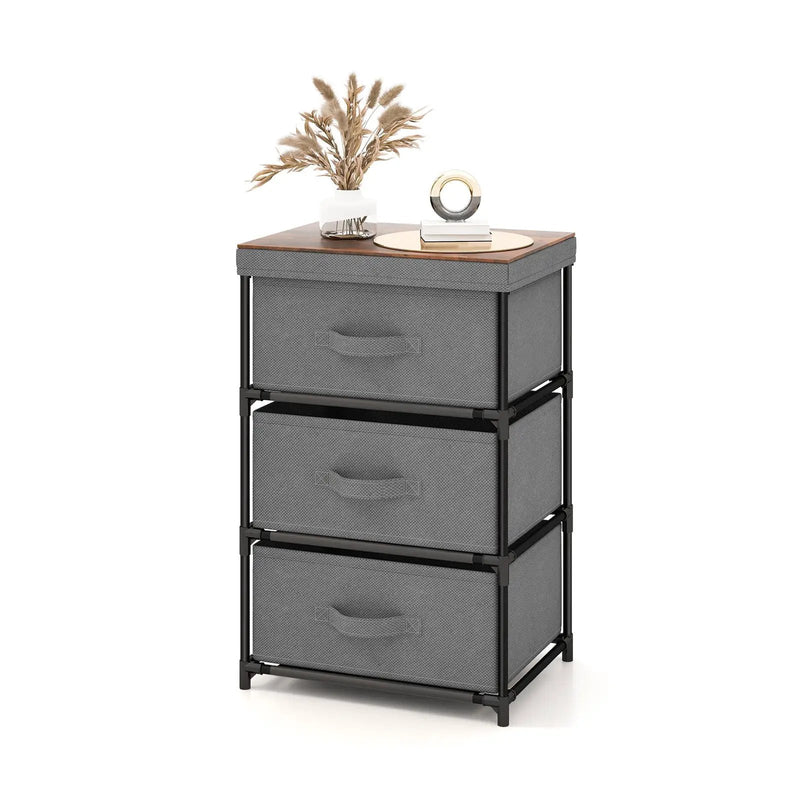 3-Tier Fabric Nightstand with Sturdy Metal Frame by DirectDeals