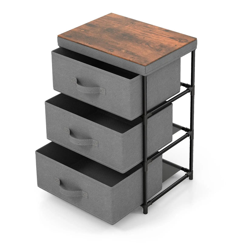 3-Tier Fabric Nightstand with Sturdy Metal Frame by DirectDeals