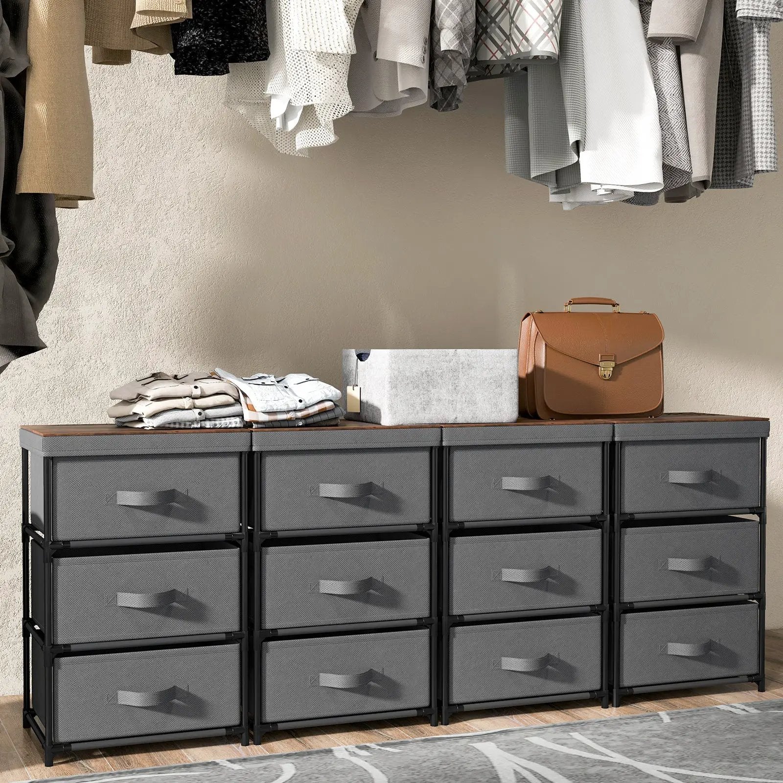 3-Tier Fabric Nightstand with Sturdy Metal Frame by DirectDeals