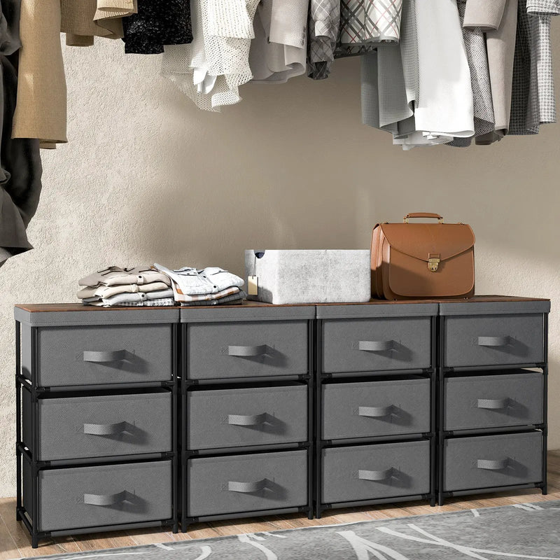 3-Tier Fabric Nightstand with Sturdy Metal Frame by DirectDeals