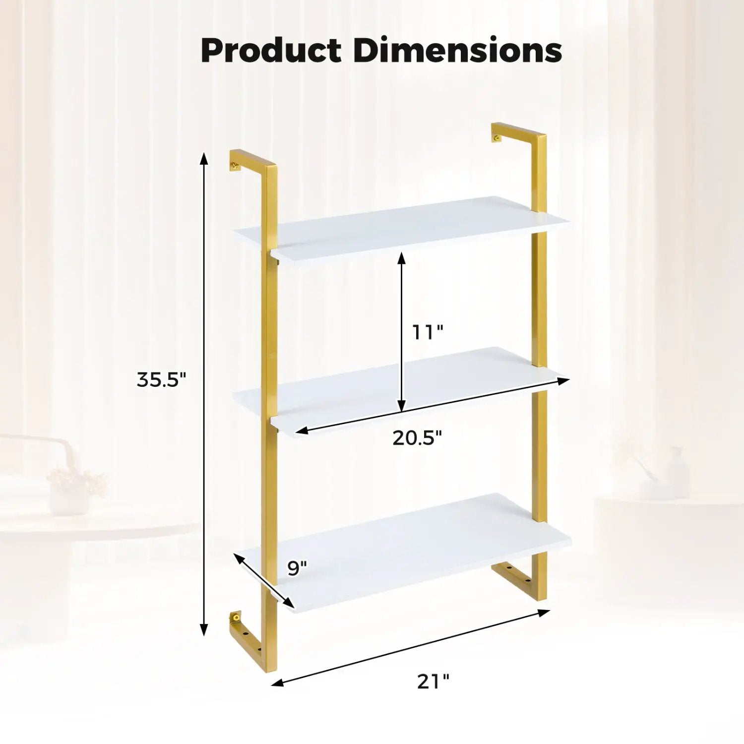3-Tier Floating Modern Kitchen Shelf for Living Room Home Office and Bathroom by DirectDeals