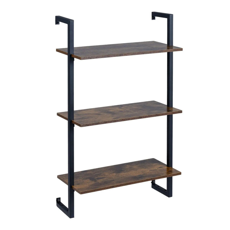 3-Tier Floating Wall Shelf - Rustic Brown by DirectDeals