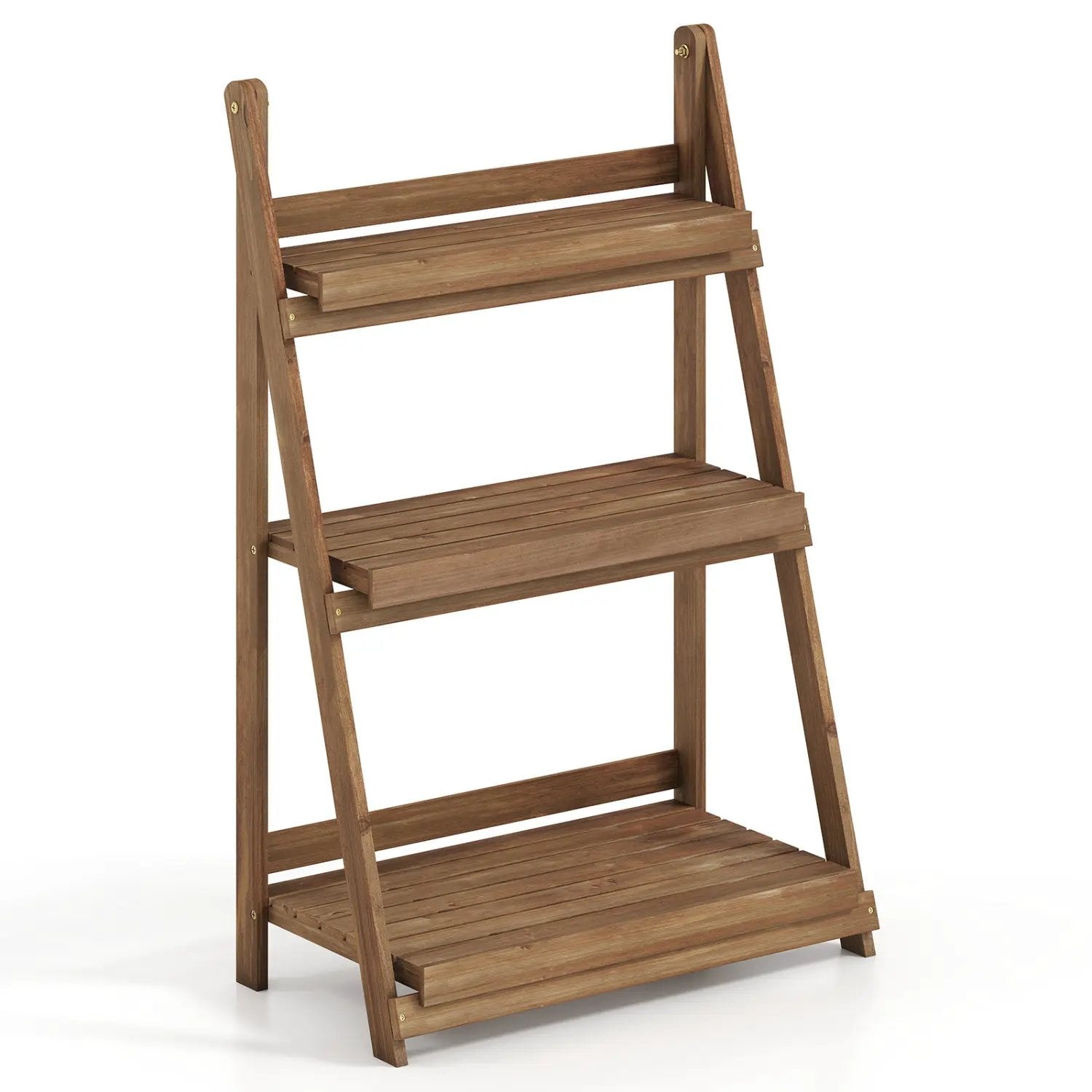 3-Tier Foldable Plant Stand with Slatted Shelves by DirectDeals