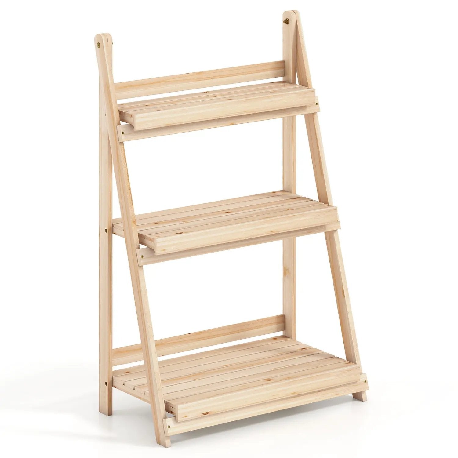 3-Tier Foldable Plant Stand with Slatted Shelves by DirectDeals