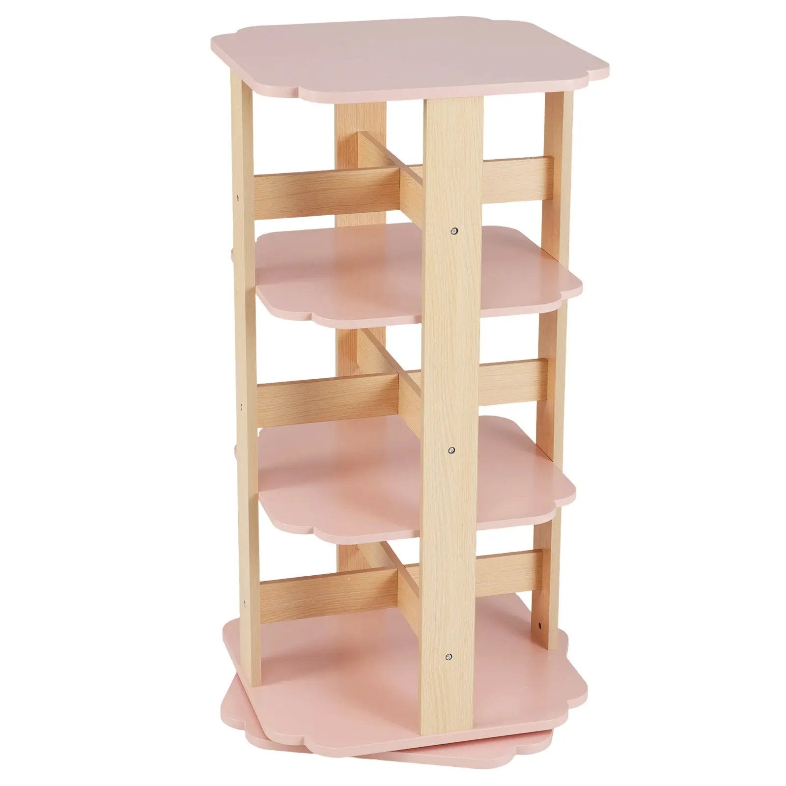 3-Tier Freestanding Corner Toddler Book Rack with 12 Sectors-Pink by DirectDeals
