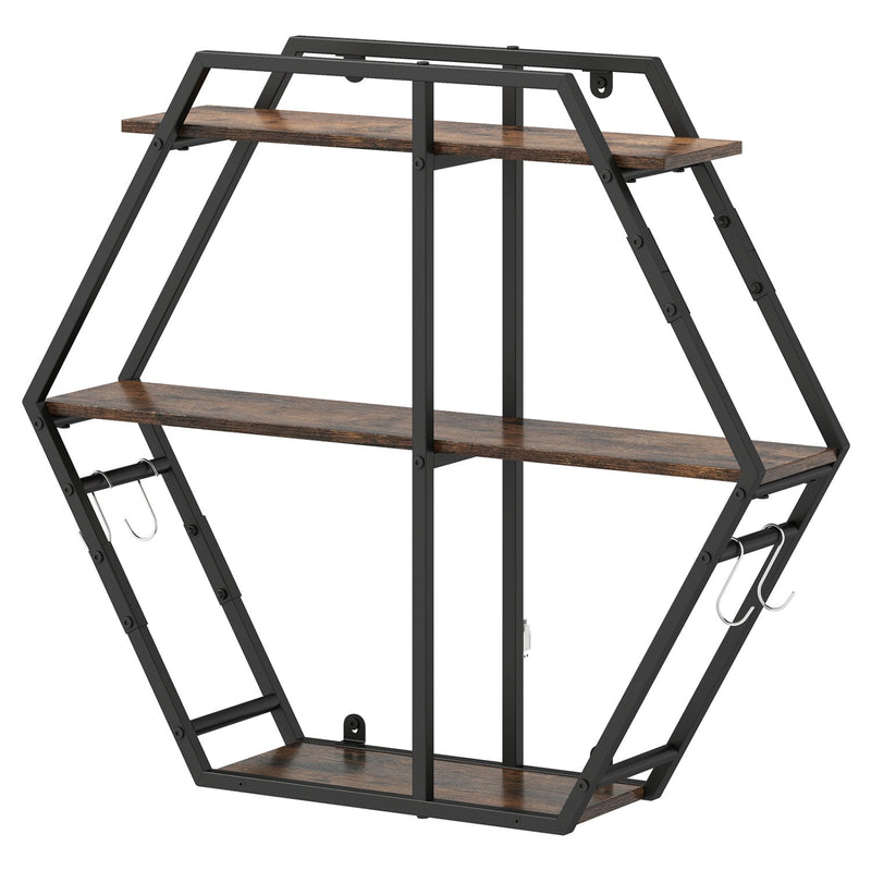 3-Tier Geometric Bookcase with S-Shaped Hooks for Living Room by DirectDeals