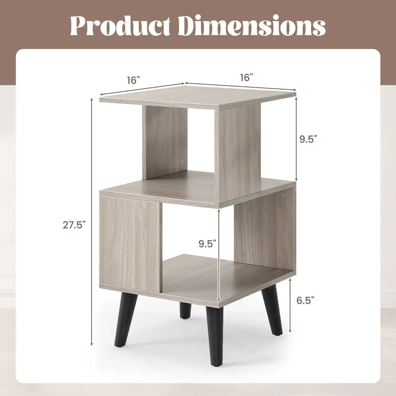 3-Tier Geometric Bookshelf Set of 2 with Open Storage Shelves by DirectDeals