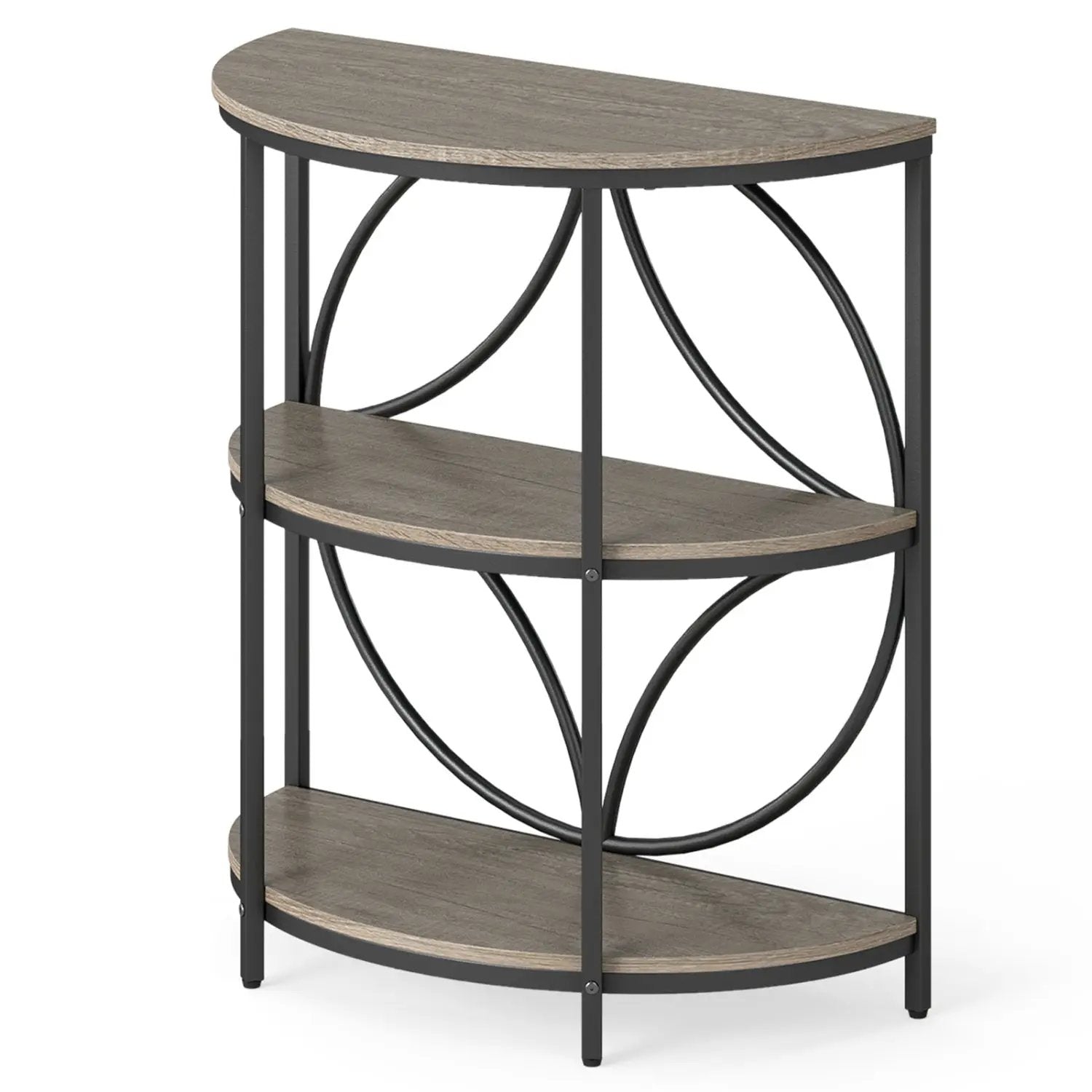 3-Tier Half Round End Table with Study Metal Frame for Living Room by DirectDeals