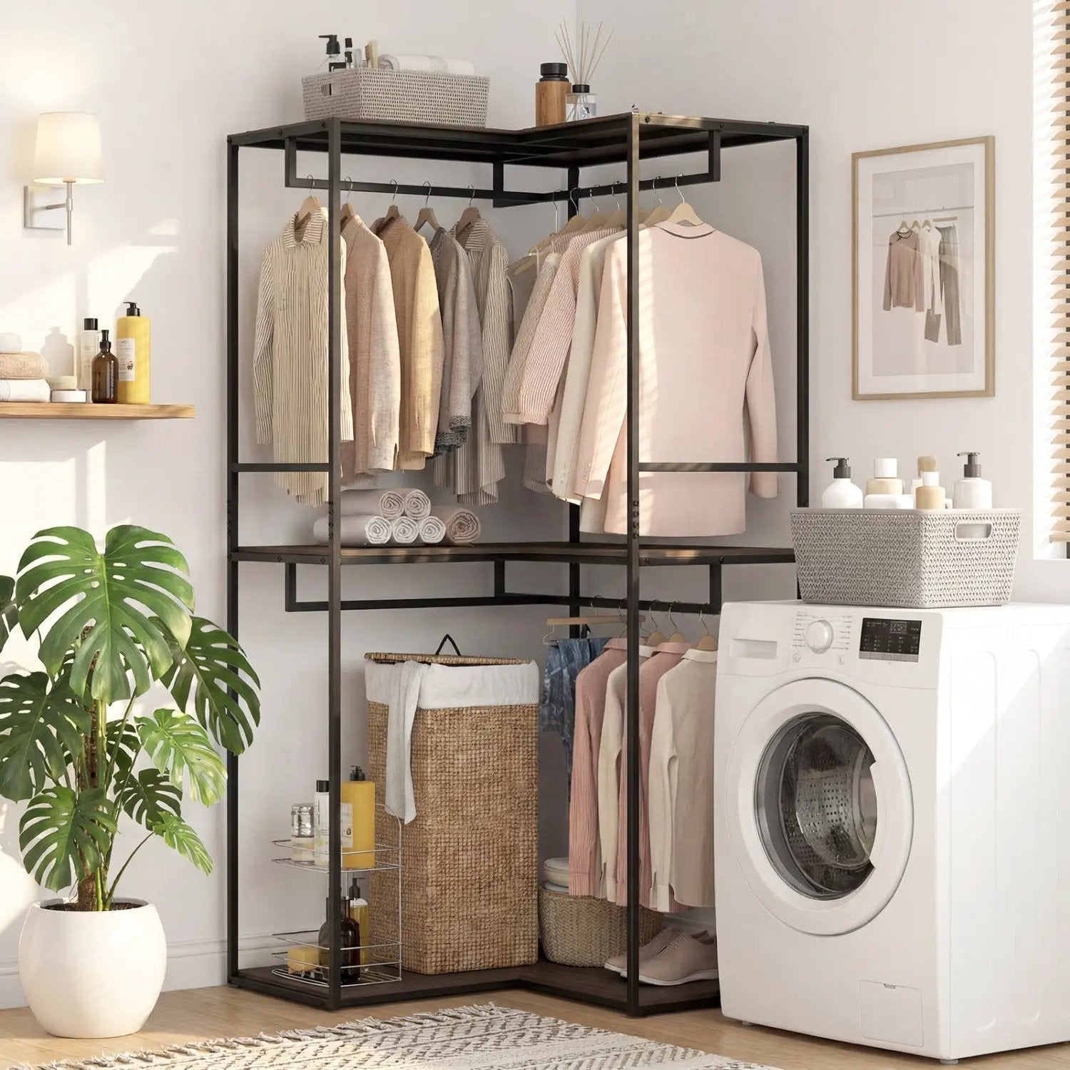 3-Tier Heavy Duty Clothes Rack with 3 Shelves & 2 Hanging Racks by DirectDeals