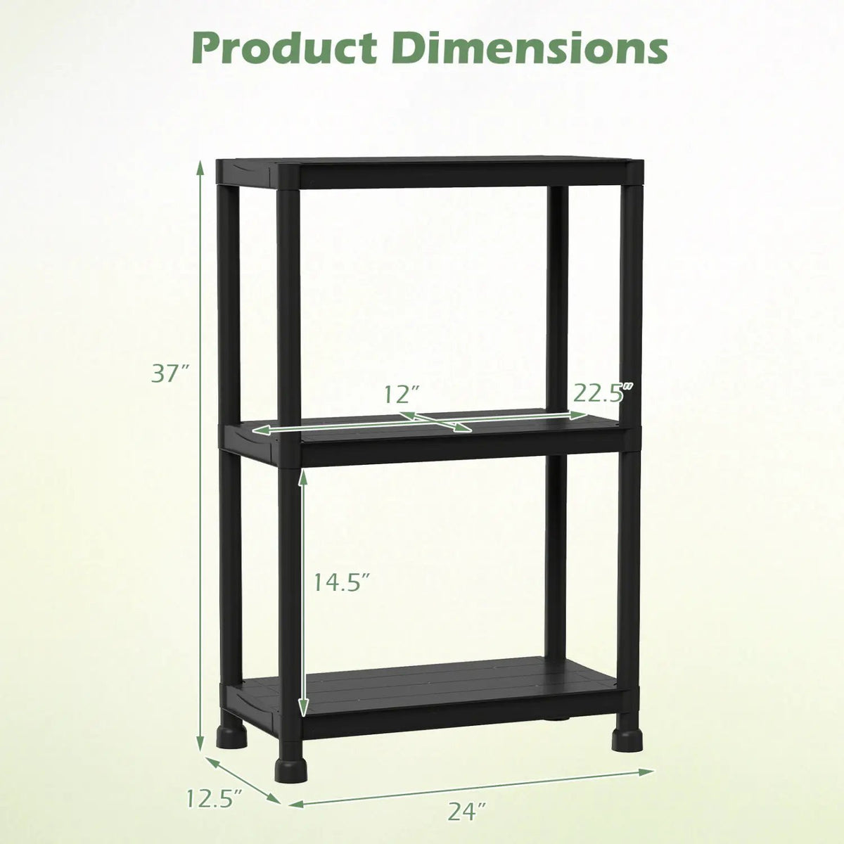 4-Tier Heavy-Duty Plastic Storage Shelves Freestanding Garage Shelving Unit, photo 11 of 24