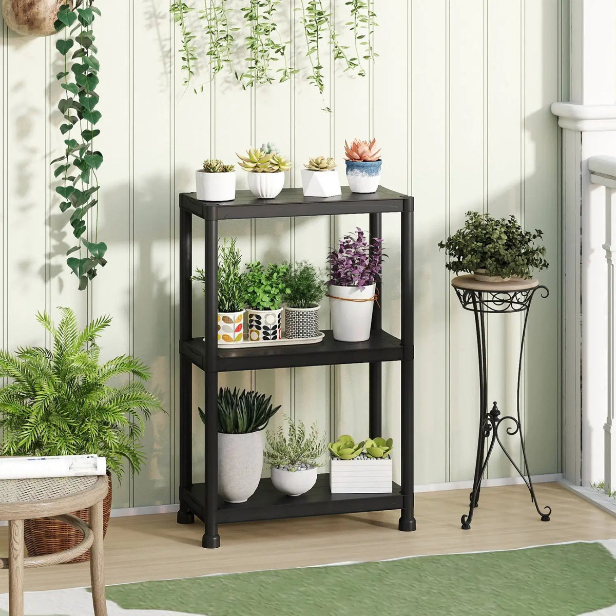 4-Tier Heavy-Duty Plastic Storage Shelves Freestanding Garage Shelving Unit, photo 3 of 24