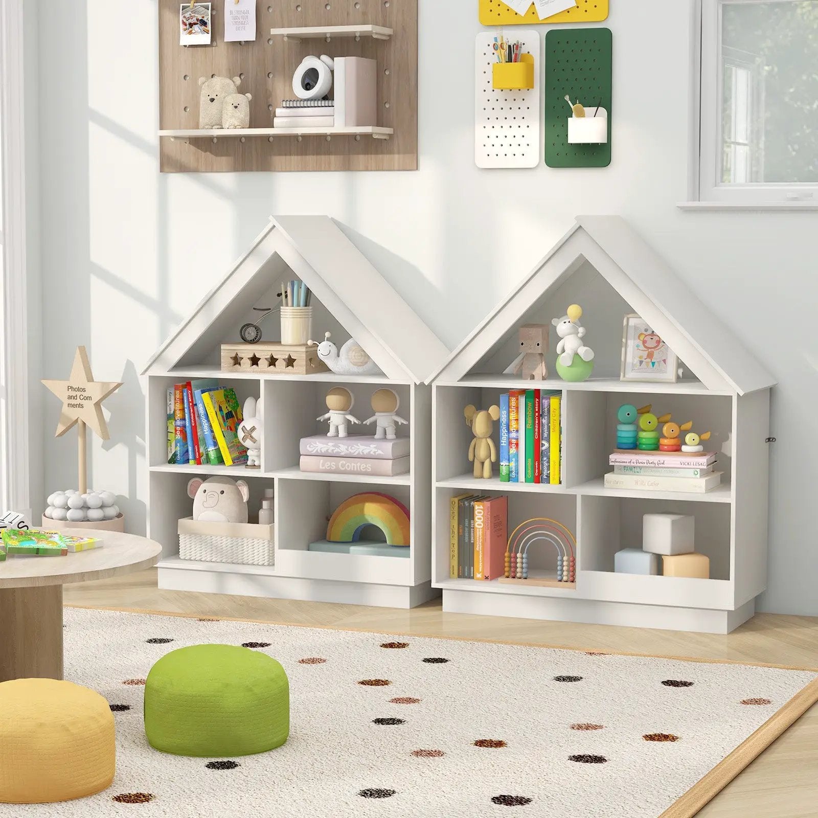 3-Tier House-Shaped Toy Storage Organizer with Open Shelves by DirectDeals