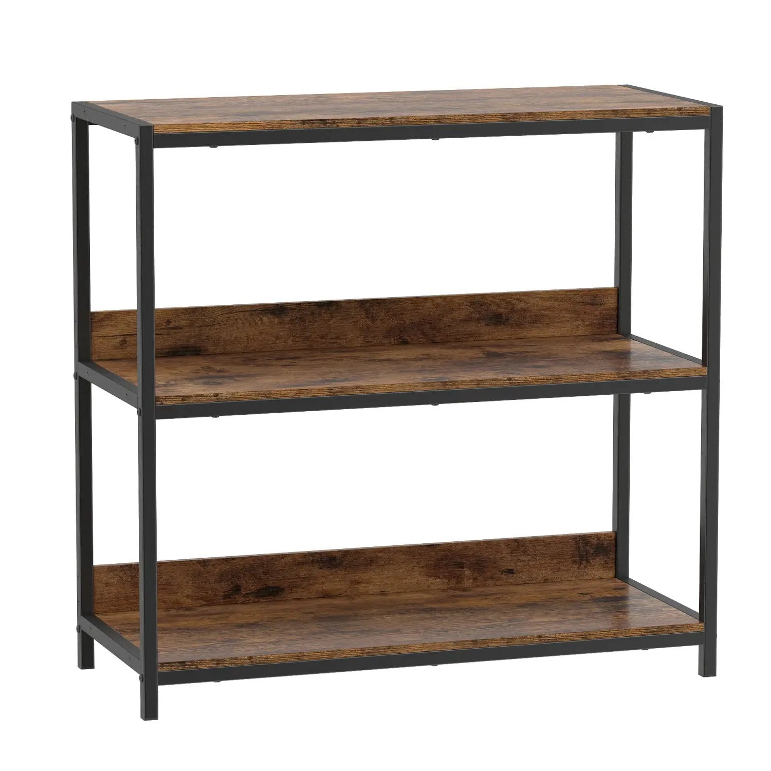 3-Tier Industrial Bookshelf with Wooden Shelves and Metal Frame by DirectDeals