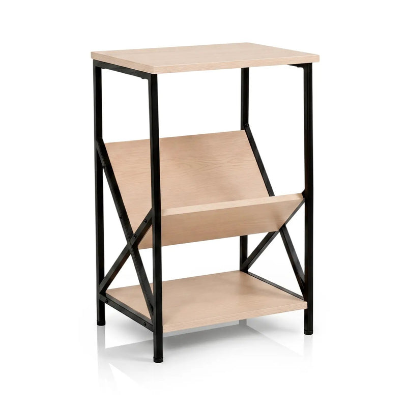3-Tier Industrial Side Table with V-Shaped Bookshelf by DirectDeals