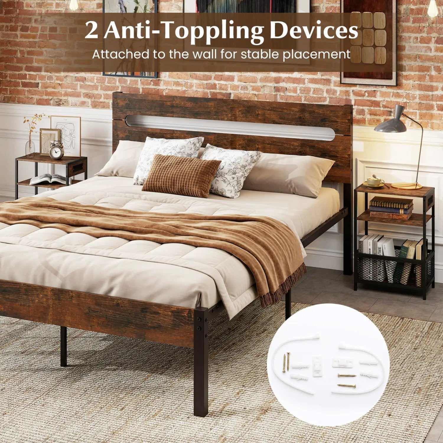 Industrial Side Table with Built-In Charging Station by DirectDeals