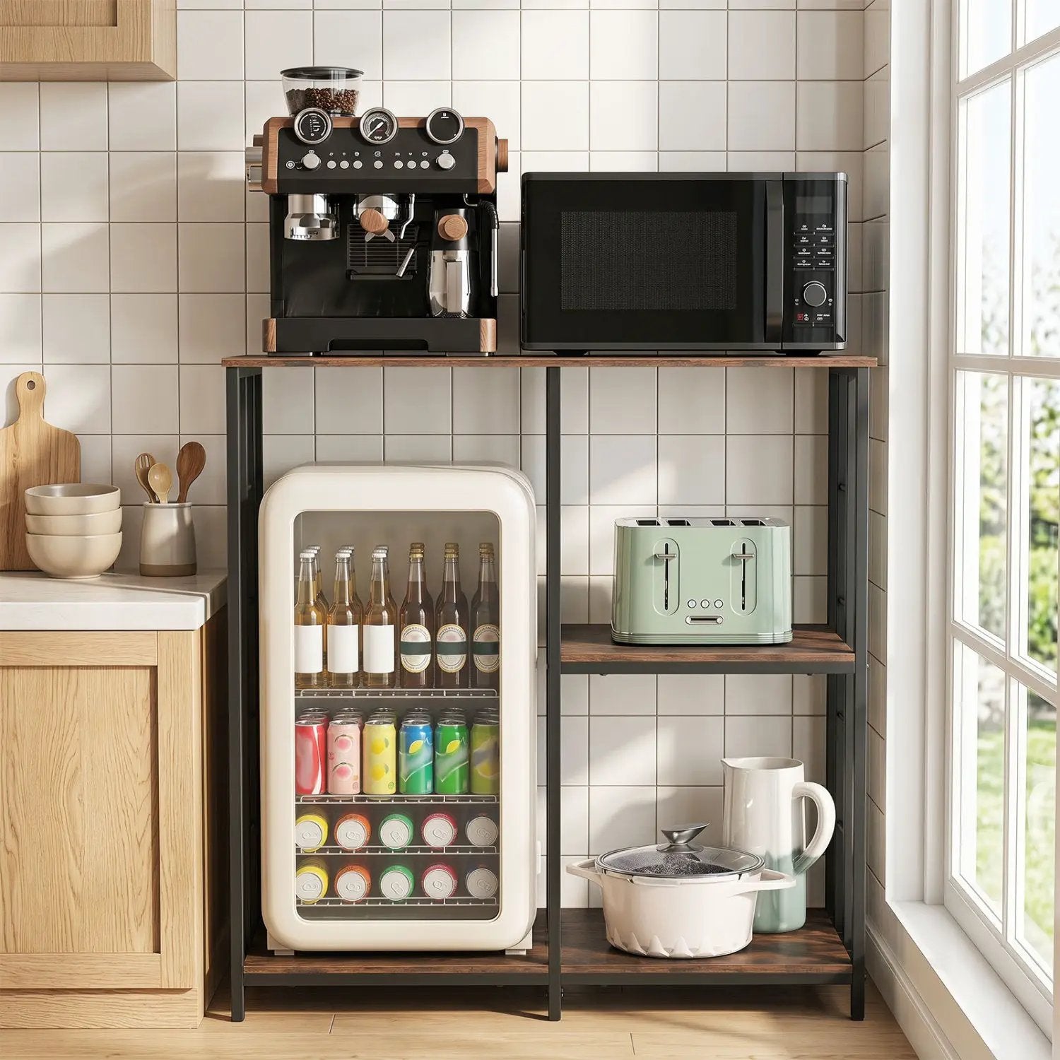 3-Tier Baker's Rack with Open Shelves - Rustic Brown by DirectDeals