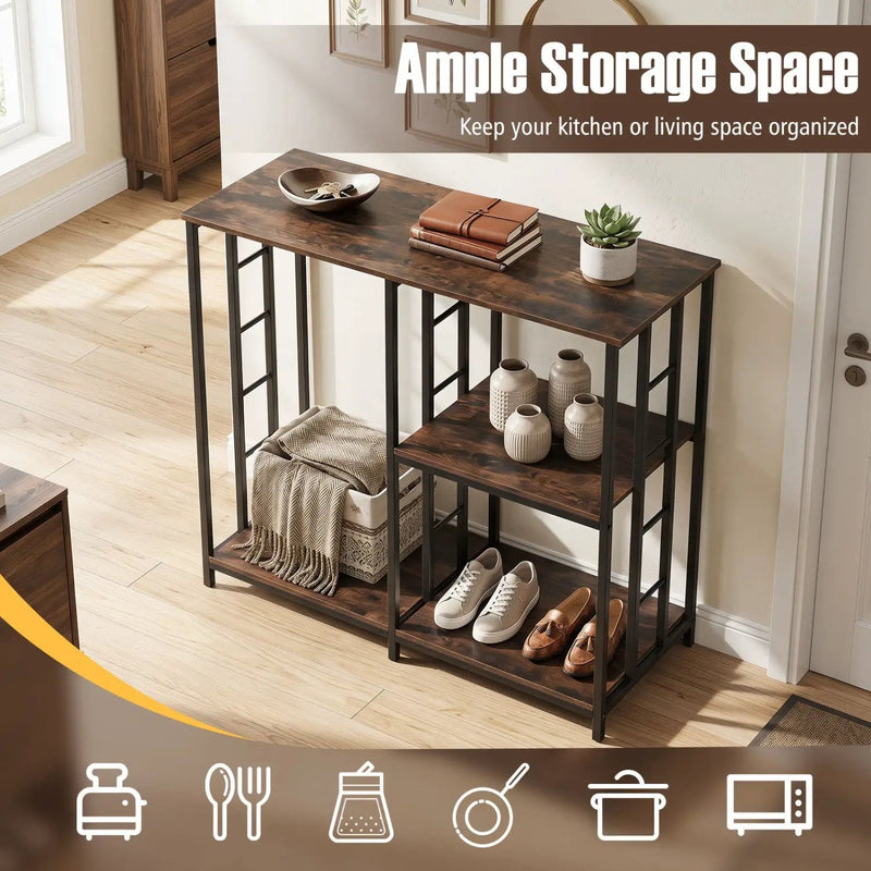 3-Tier Baker's Rack with Open Shelves - Rustic Brown by DirectDeals