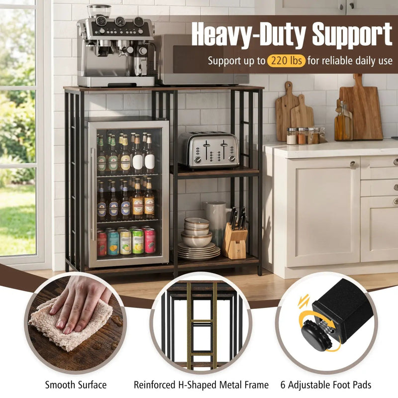 3-Tier Baker's Rack with Open Shelves - Rustic Brown by DirectDeals