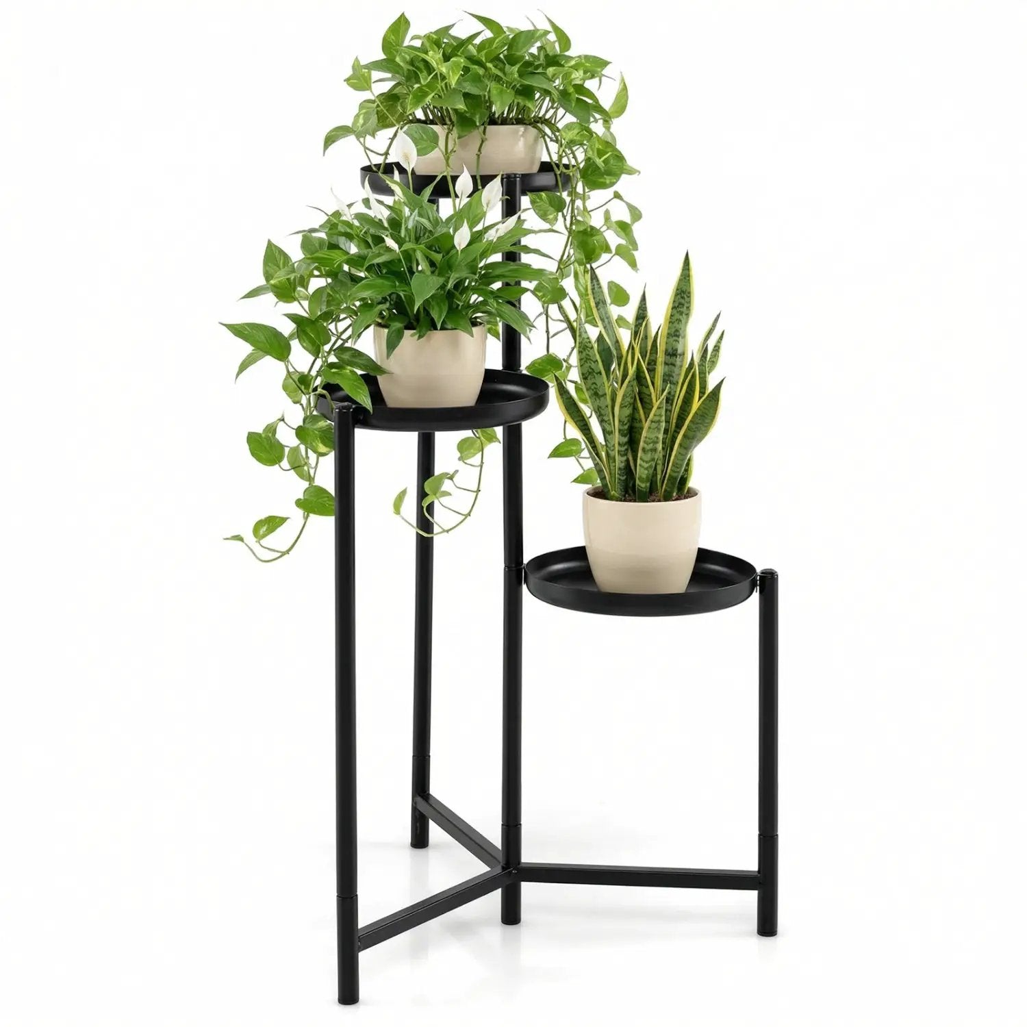 3-Tier Metal Plant Stand Indoor Outdoor Tall Corner Flower Pot Holder Display Rack by DirectDeals