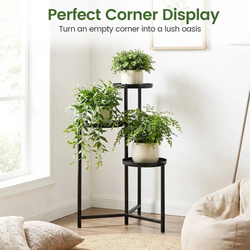 3-Tier Metal Plant Stand Indoor Outdoor Tall Corner Flower Pot Holder Display Rack by DirectDeals