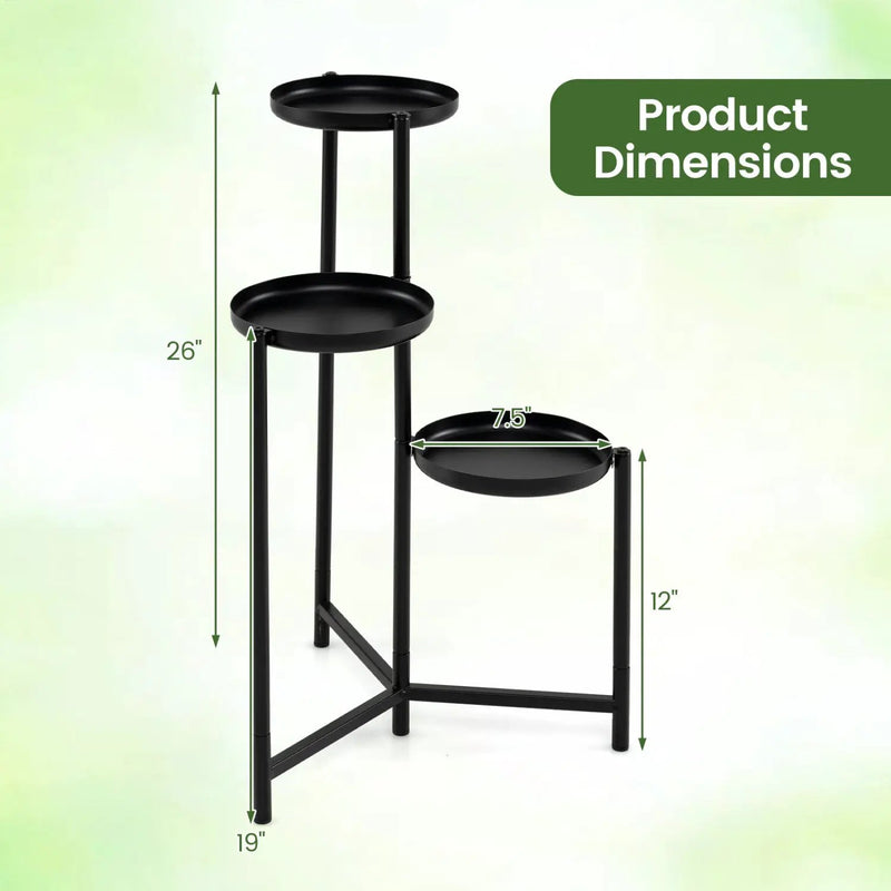 3-Tier Metal Plant Stand Indoor Outdoor Tall Corner Flower Pot Holder Display Rack by DirectDeals