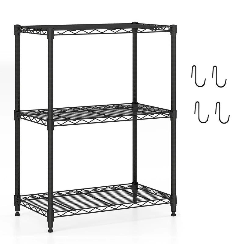 3-Tier Metal Storage Shelving Unit Set of 2 with V-Shaped Wire Rack-Black by DirectDeals