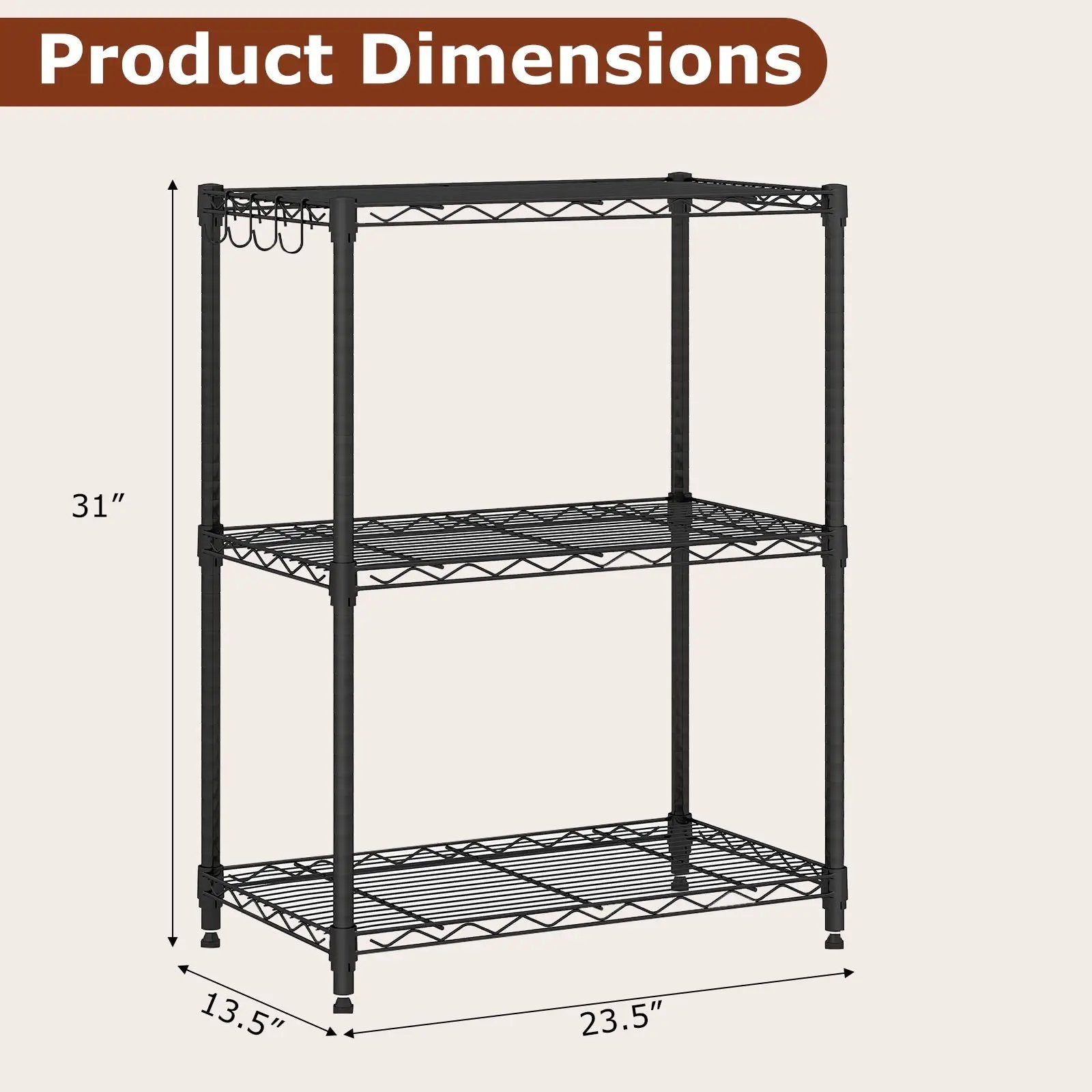 3-Tier Metal Storage Shelving Unit Set of 2 with V-Shaped Wire Rack-Black by DirectDeals