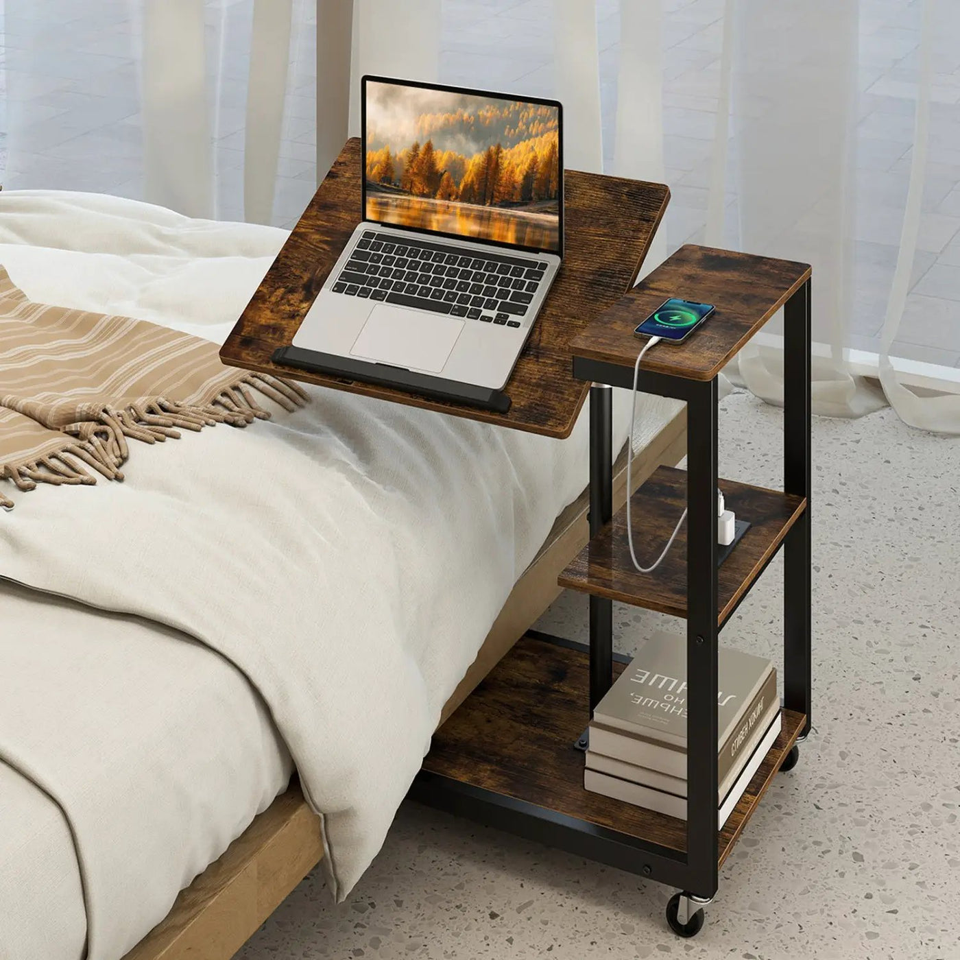 3-Tier Mobile Couch Side Table with Tiltable Tabletop by DirectDeals