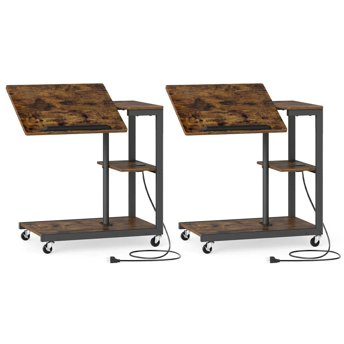 3-Tier Mobile Couch Side Table with Tiltable Tabletop by DirectDeals