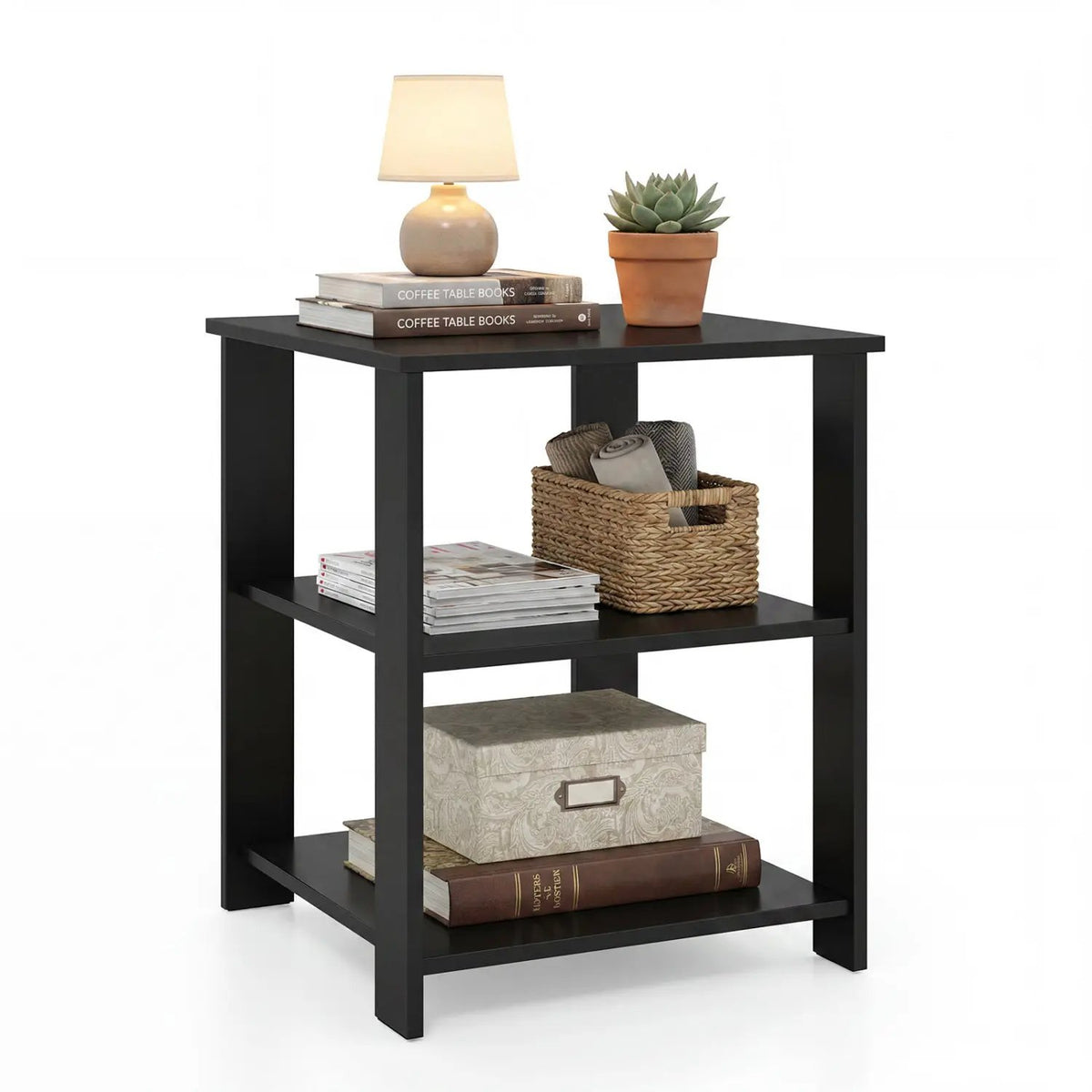 3-Tier Square Side Table with Open Storage Shelves, photo 12 of 16