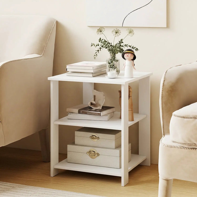 3-Tier Square Side Table with Open Storage Shelves by DirectDeals