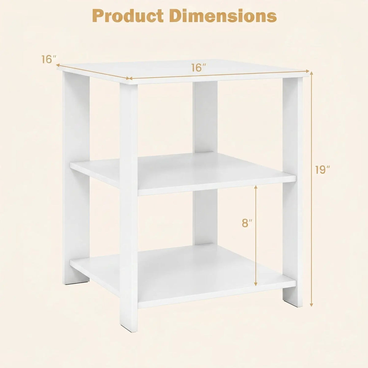 3-Tier Square Side Table with Open Storage Shelves, photo 5 of 16