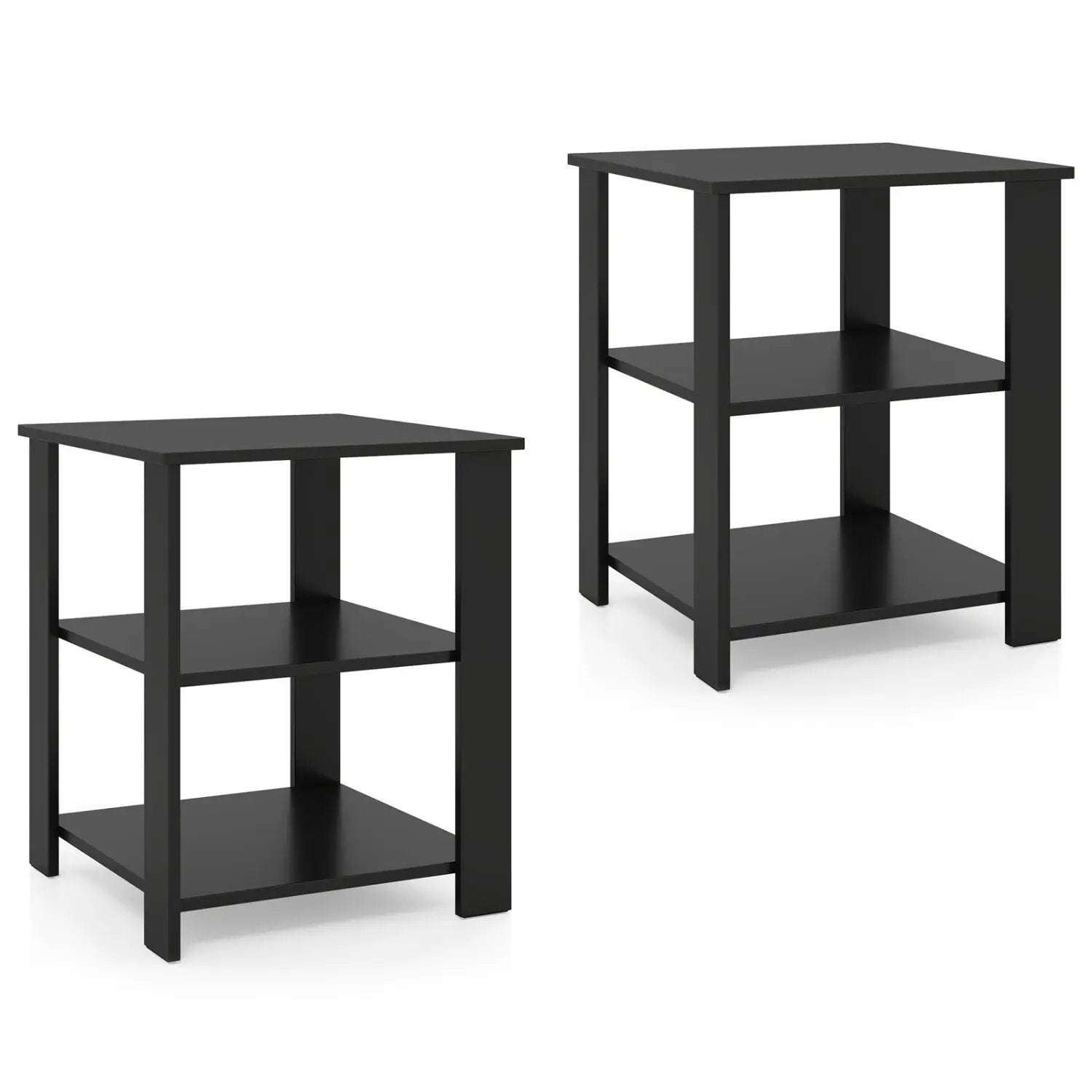 3-Tier Square Side Table with Open Storage Shelves Set of 2 by DirectDeals