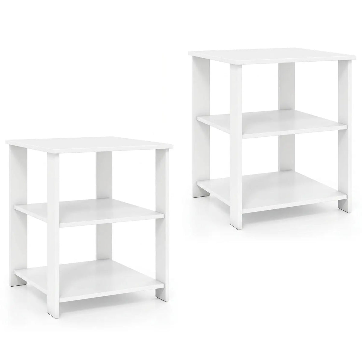 3-Tier Square Side Table with Open Storage Shelves Set of 2, photo 3 of 15